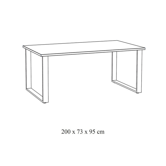 Tavolo da pranzo per 10 persone, collezione NEWTON, colore rovere chiaro. Gambe in metallo.