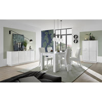 Tavolo 137x90 con prolunga inclusa di 48cm, Collezione FOLOMI, colore bianco lucido laccato.