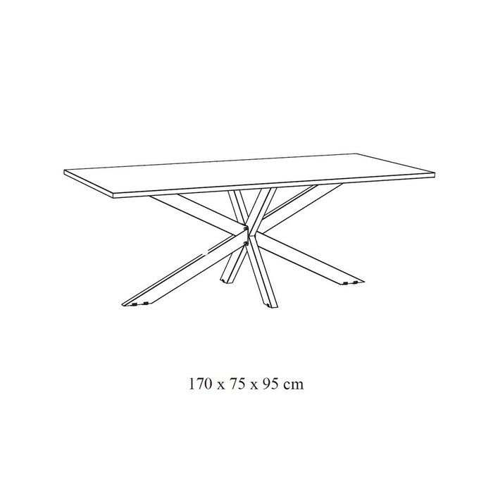 Tavolo 8 persone per sala da pranzo collezione LOFT colore rovere chiaro. Gambe in metallo.