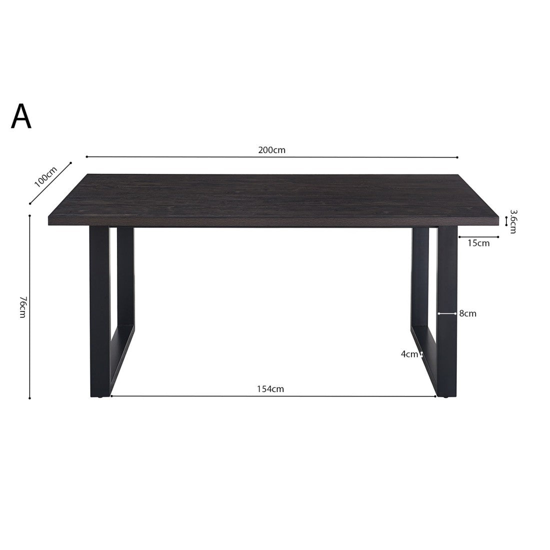 Tavolo da pranzo EDWAR lunghezza 200cm in decorazione legno marrone scuro, ideale per una sala da pranzo accogliente.