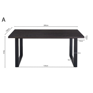 Tavolo da pranzo EDWAR lunghezza 200cm in decorazione legno marrone scuro, ideale per una sala da pranzo accogliente.