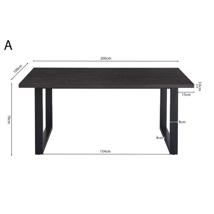 Tavolo da pranzo EDWAR lunghezza 200cm in decorazione legno marrone scuro, ideale per una sala da pranzo accogliente.