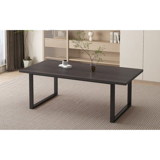 Tavolo da pranzo EDWAR lunghezza 200cm in decorazione legno marrone scuro, ideale per una sala da pranzo accogliente.
