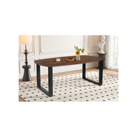 Tavolo da pranzo ovale per 8 persone in legno massiccio colore marrone collezione FRANCHIA. Piedi design a U.