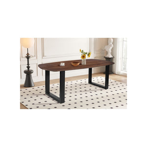 Tavolo da pranzo ovale per 8 persone in legno massiccio colore marrone collezione FRANCHIA. Piedi design a U.