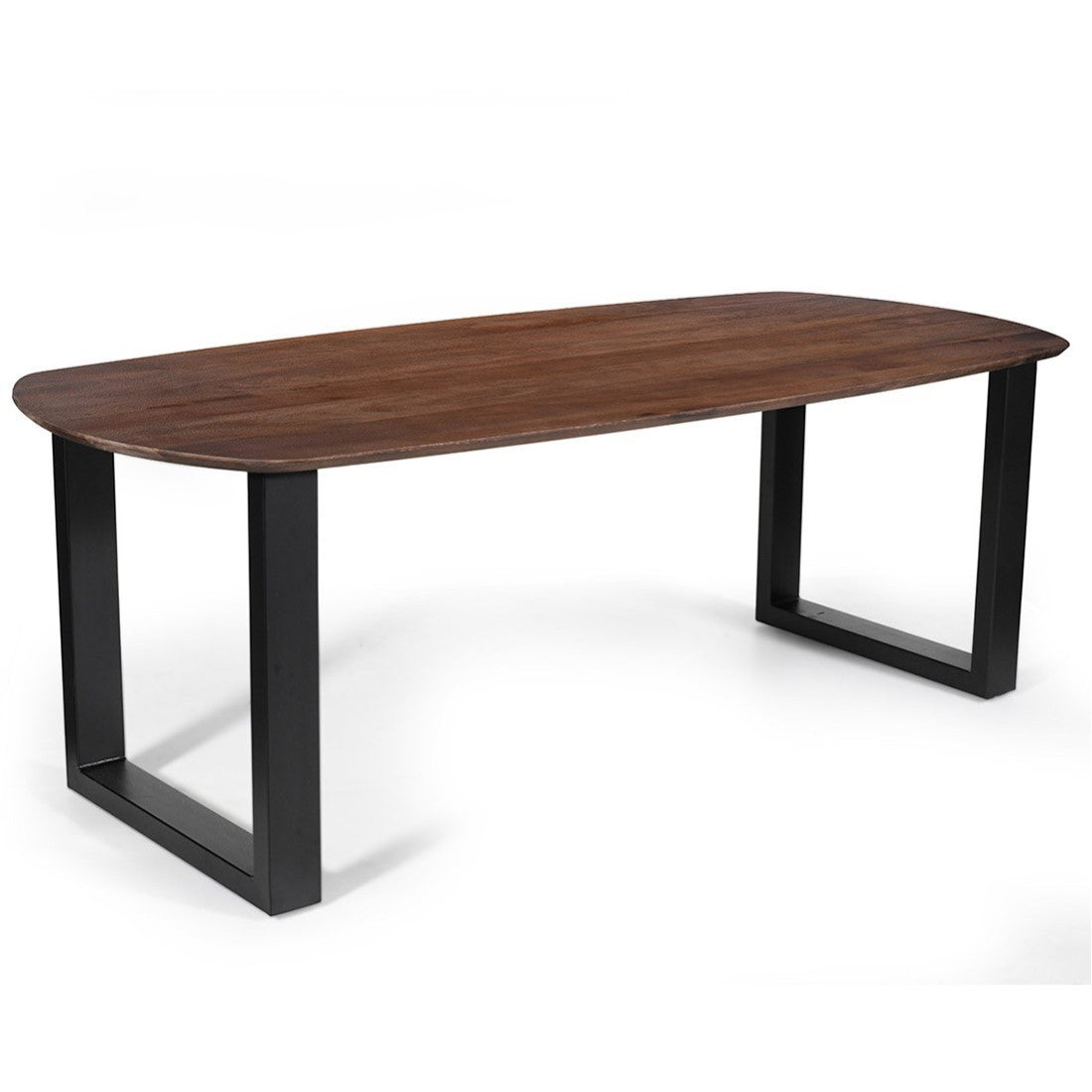 Tavolo da pranzo ovale per 8 persone in legno massiccio colore marrone collezione FRANCHIA. Piedi design a U.