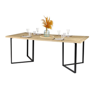 Tavolo da pranzo design colore rovere chiaro con piede in metallo nero dimensioni 200x100xH75cm