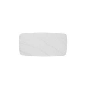 Tavolo da pranzo VINCI lunghezza 180cm con piano di 10mm in pietra effetto marmo bianco.