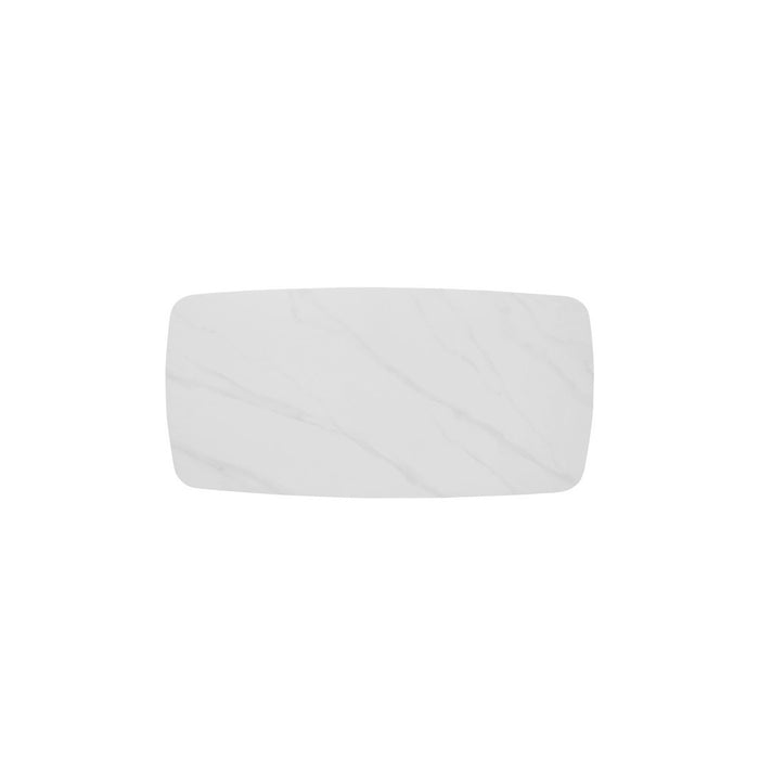 Tavolo da pranzo VINCI lunghezza 180cm con piano di 10mm in pietra effetto marmo bianco.