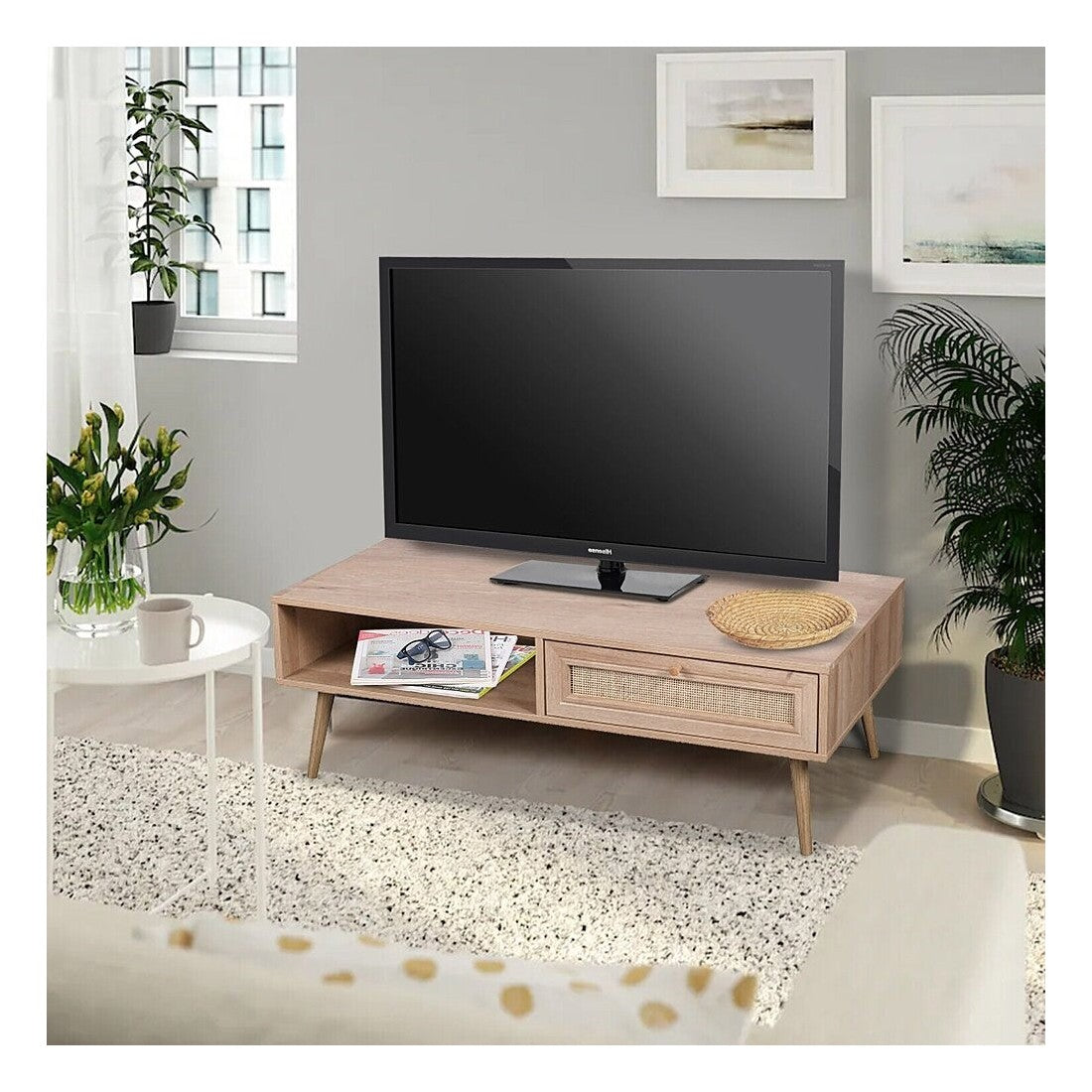 Tavolino basso ALTA in rovere chiaro - Design scandinavo e pratico vano portaoggetti