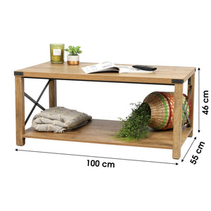 Tavolino basso con croci in metallo collezione BIRKIN – Colore rovere chiaro, dimensioni 100x55x46 cm