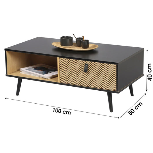 Tavolino basso con cassetto dal design moderno e stiloso – Collezione BRISTOL 100x50x40 cm