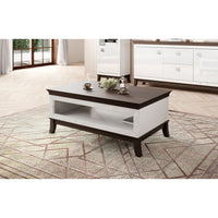 Tavolino basso elegante rettangolare collezione PALACE Colori bianco e rovere scuro