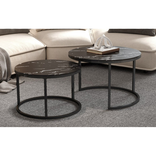 Tavolino collezione MANHATTAN effetto marmo nero, ideale per un soggiorno elegante
