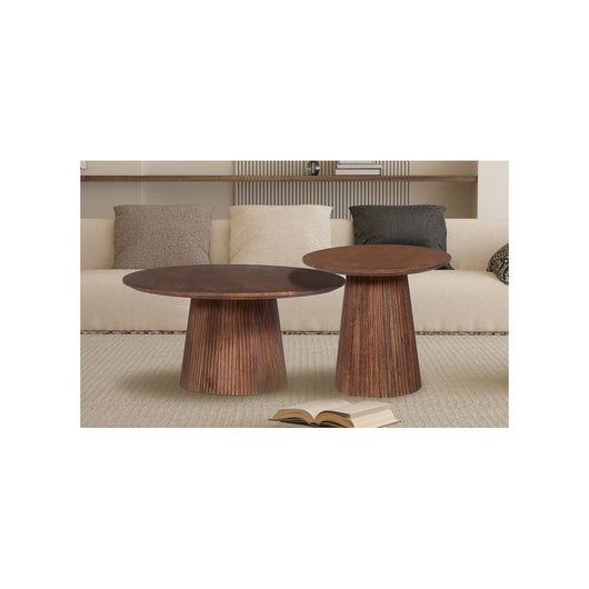 Tavolino da salotto collezione RIMBAUD effetto legno marrone chiaro diametro 50 cm