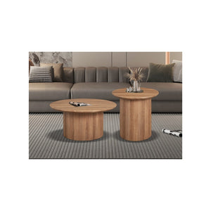 Tavolino da caffè collezione VAGOS effetto rovere invecchiato diametro 50 cm