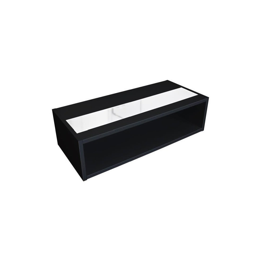 Tavolino basso DANN nero con fascia bianca lucida - 116 x 51 x 34 cm