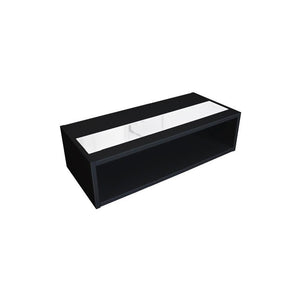 Tavolino basso DANN nero con fascia bianca lucida - 116 x 51 x 34 cm