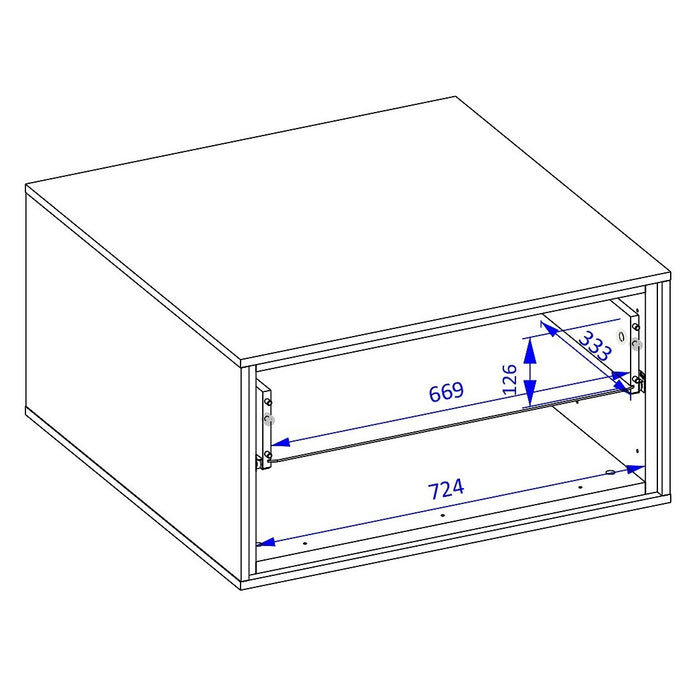 Tavolino basso design con 2 cassetti e vani portaoggetti - Collezione SYLVA - Colore rovere e grigio