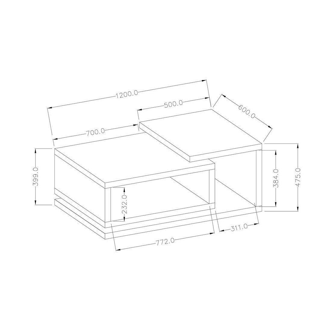 Tavolino da caffè design della collezione BERGAMO. Colore nero super opaco, stile design.