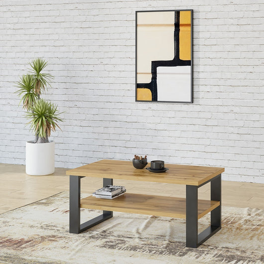 Tavolino da salotto design collezione MILO colore rovere. Mobile ideale per il tuo soggiorno.