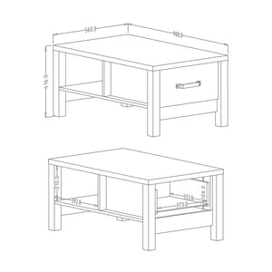 Tavolino da salotto design DARWIN - Abete e nero