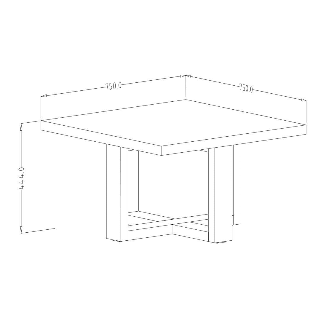 Tavolino da salotto design forma quadrata collezione COXI colore rovere.