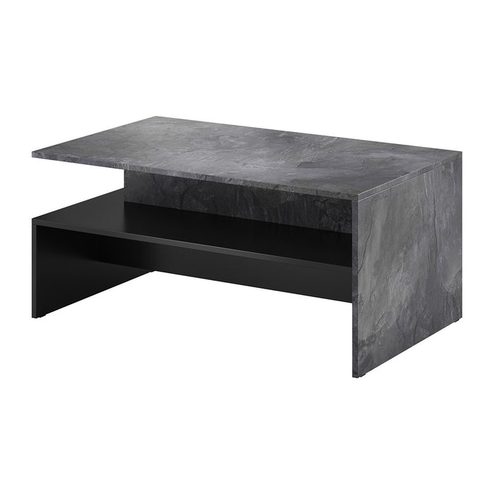 Tavolino da salotto design collezione RAMOS colore grigio effetto ardesia e nero.