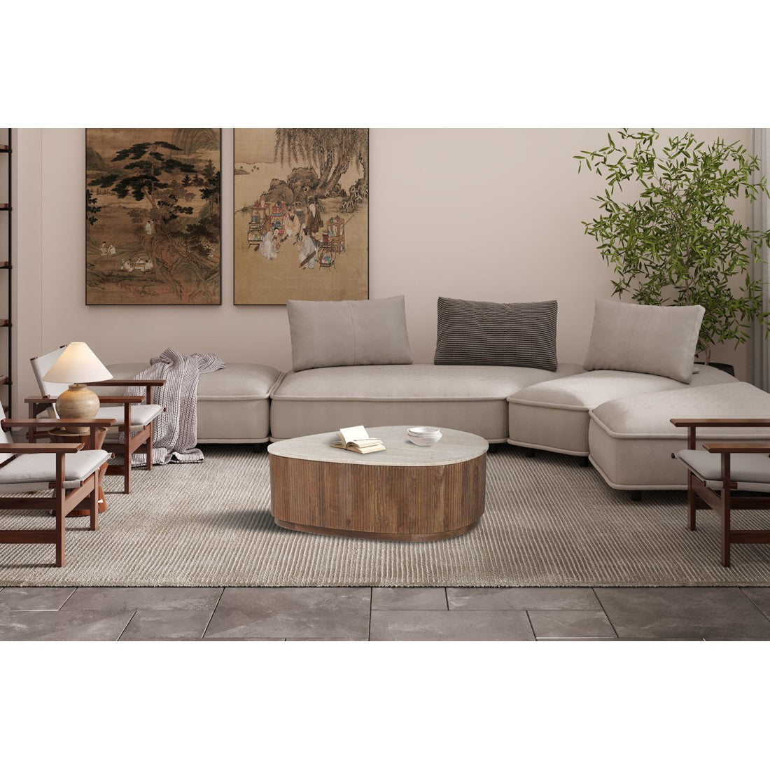 Tavolino basso in legno massiccio collezione DELHI 100cm - Stile etnico e design