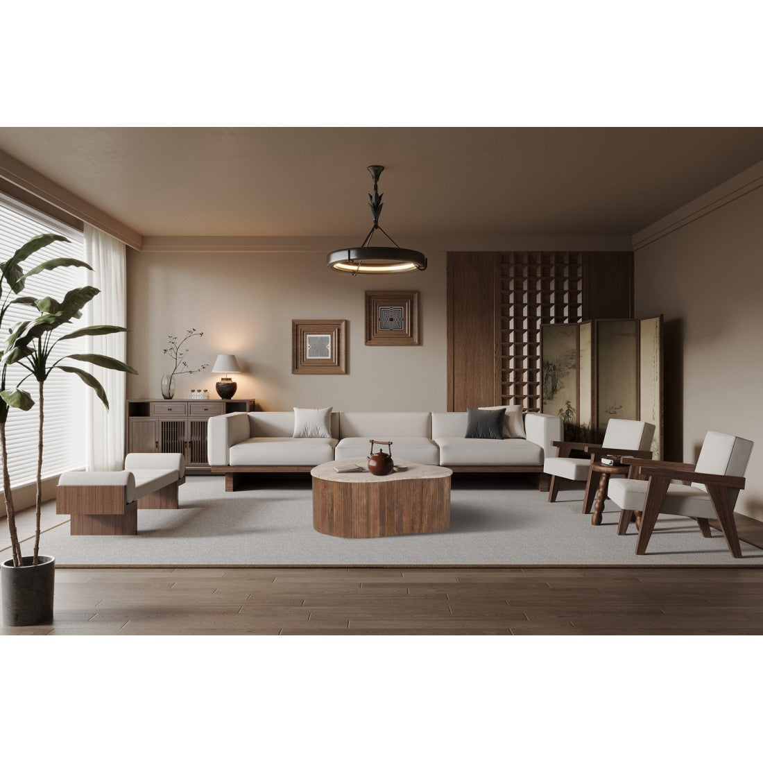 Tavolino basso in legno massiccio collezione DELHI 80cm - Stile etnico e design