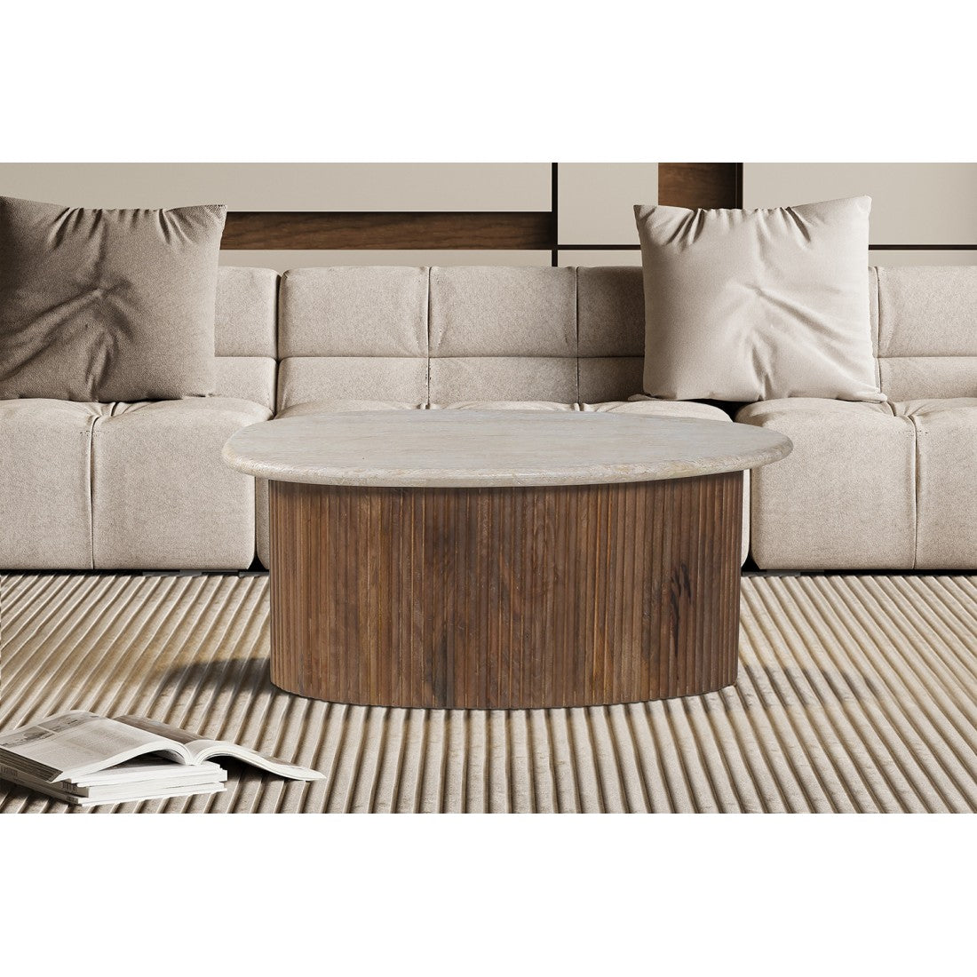 Tavolino basso in legno massiccio collezione DELHI 90cm - Stile etnico e design