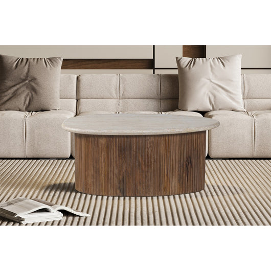 Tavolino basso in legno massiccio collezione DELHI 90cm - Stile etnico e design