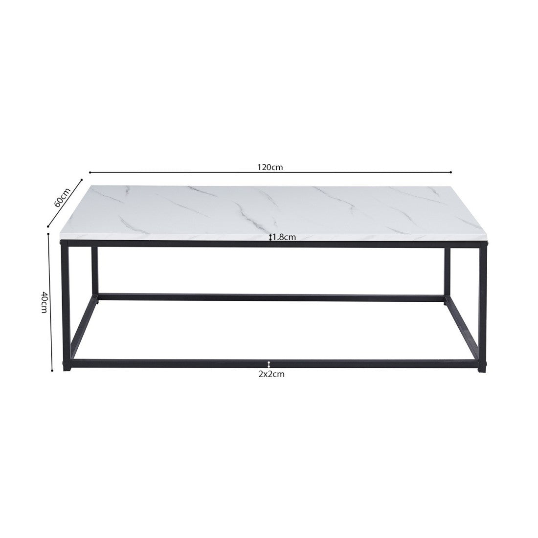 Tavolino basso EWING effetto marmo bianco, ideale per un soggiorno unico.