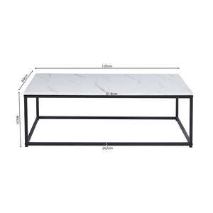 Tavolino basso EWING effetto marmo bianco, ideale per un soggiorno unico.