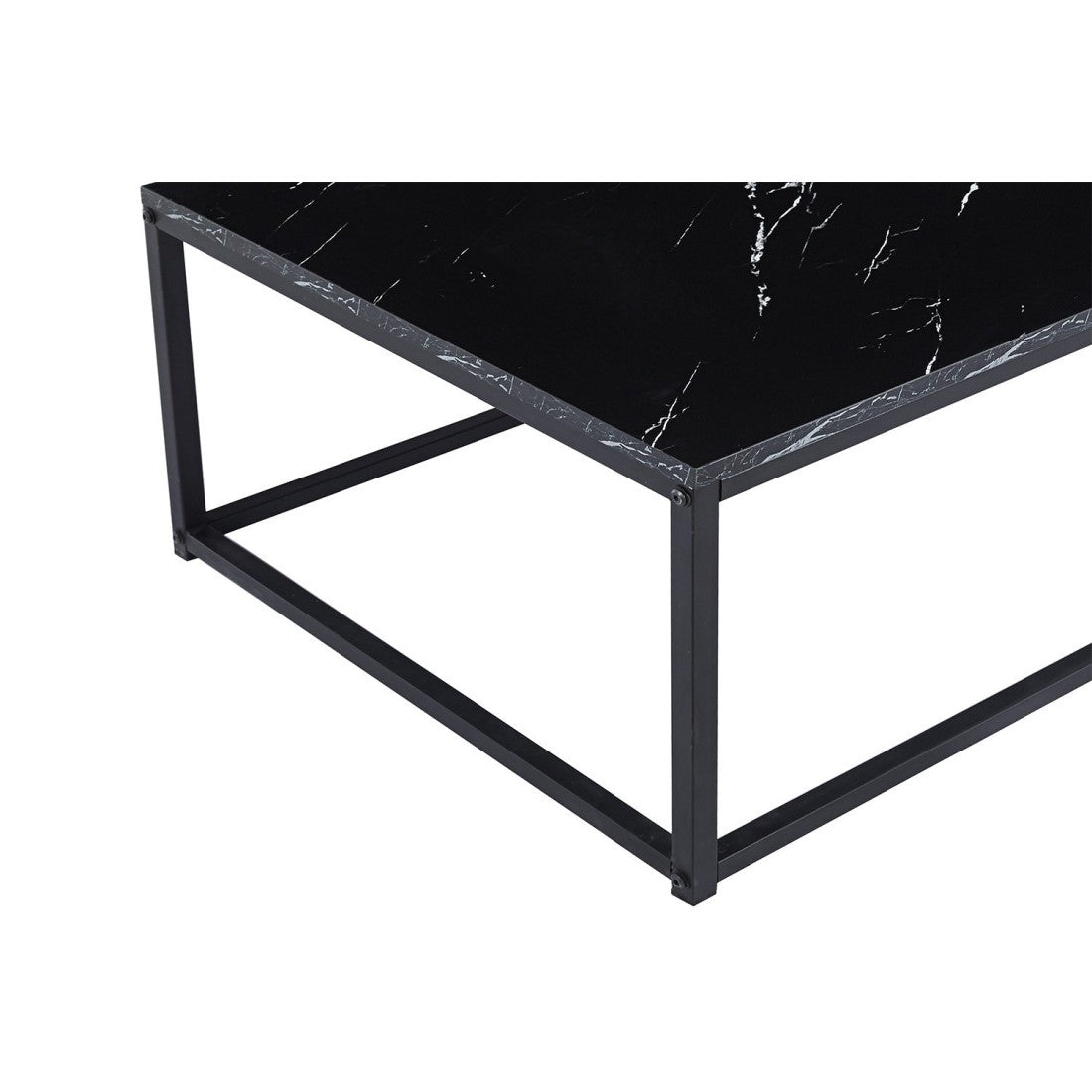 Tavolino basso EWING effetto marmo nero, ideale per un soggiorno unico.