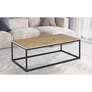 Tavolino basso EWING in rovere invecchiato, ideale per un soggiorno unico.