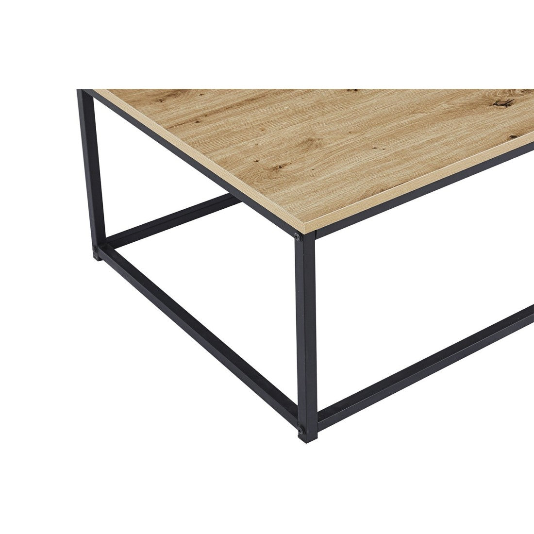 Tavolino basso EWING in rovere invecchiato, ideale per un soggiorno unico.