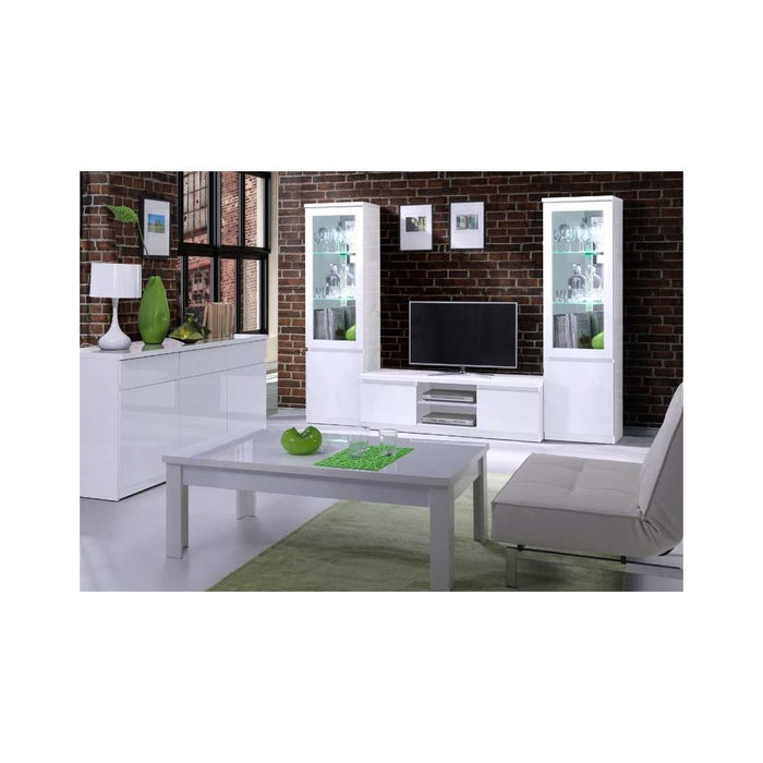 Tavolino da caffè FABIO - Bianco Lucido - 135 x 47 x 70 cm