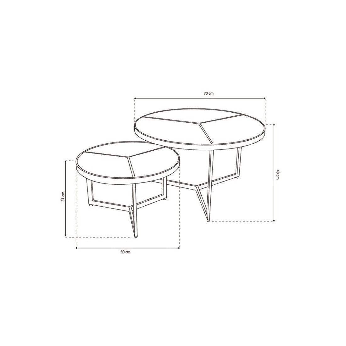 Tavolino basso nidificato rotondo in legno massiccio esotico. finitura nera collezione LAVE.