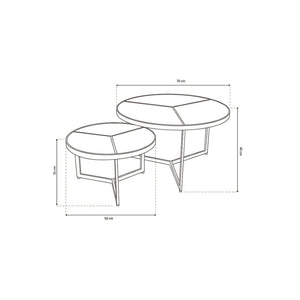 Tavolino basso nidificato rotondo in legno massiccio esotico. finitura nera collezione LAVE.