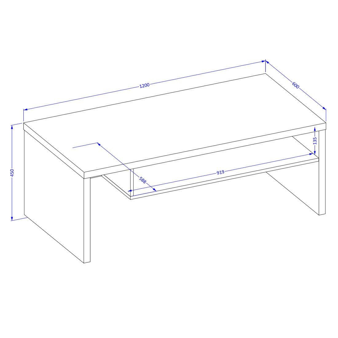 Tavolino basso HAVANA – Bianco opaco e nero – Piano nero opaco – Con nicchia – Design moderno
