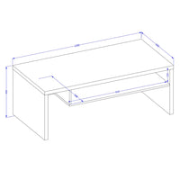 Tavolino basso HAVANA – Bianco opaco e nero – Piano nero opaco – Con nicchia – Design moderno