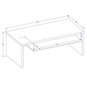 Tavolino basso HAVANA – Bianco opaco e nero – Piano nero opaco – Con nicchia – Design moderno
