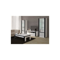 Tavolino basso LINA bianco e nero lucido - 125 x 42 x 65 cm