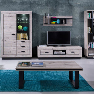 Tavolino basso MALAGA - Colore quercia Wellington - 135 x 70 x 45 cm