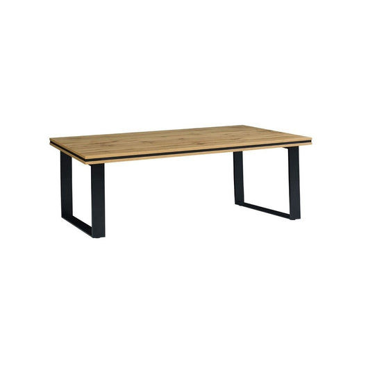 Tavolino basso MALAGA - Colore quercia Wotan e metallo - 135 x 70 x 45 cm