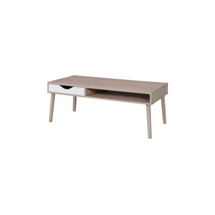 Tavolino basso OSLO - Colori rovere e bianco - Stile scandinavo - 120 x 60 x 45 cm