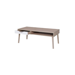 Tavolino basso OSLO - Colori rovere e bianco - Stile scandinavo - 120 x 60 x 45 cm