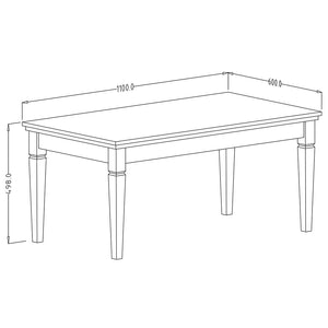 Tavolino basso rettangolare collezione ASSIA. Colori verde e rovere.