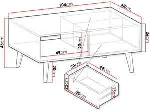 Tavolino rettangolare in legno "Silas" - Nero/Rovere lavorato a mano